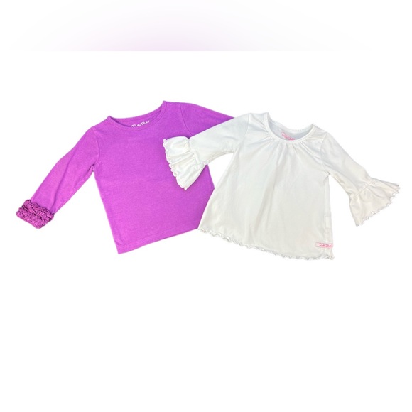 RUFFLE BUTTS Set of 2 Long Sleeve Ruffle Tees - 2T - Picture 1 of 2